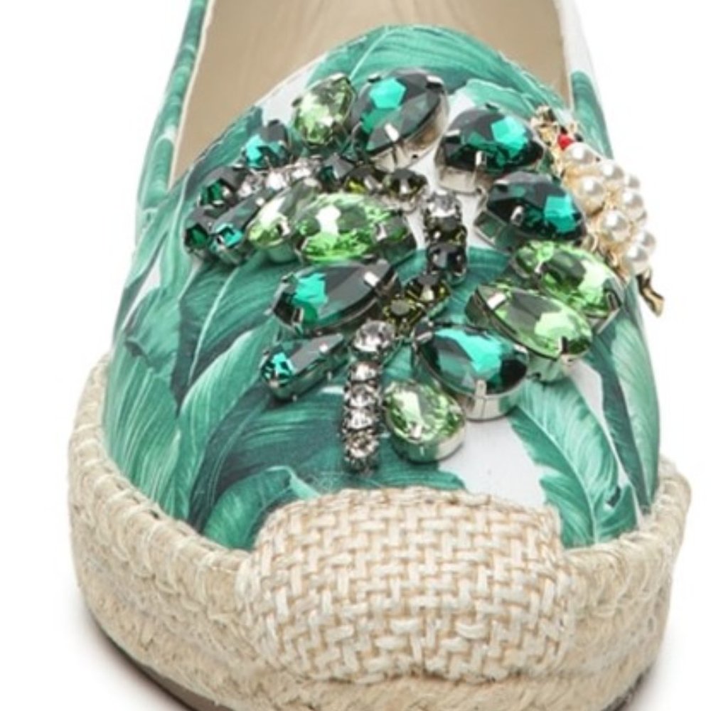Chinese Laundry Hayden Green Tropical Print Slip-On Espadrilles